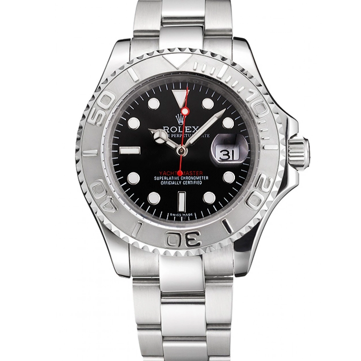 Aaa fake watches And Yacht-Master Case Black Bracelet Steel Dial Swiss Stainless Rolex 0629